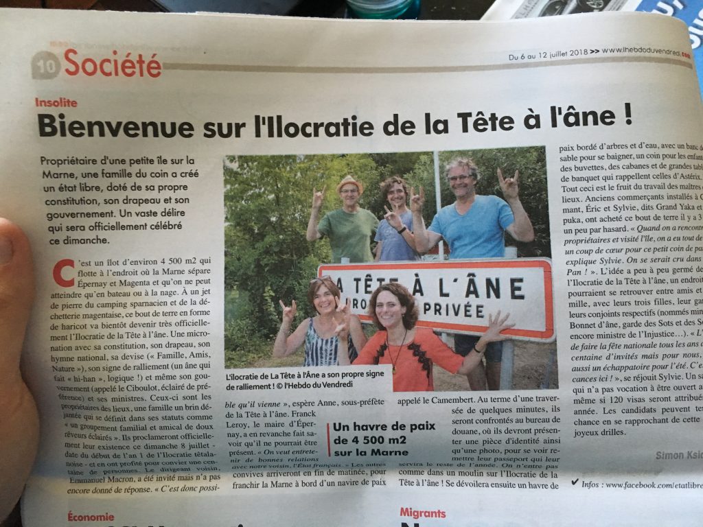 Hebdo du vendredi- Presse - Article - ilocratie tetalanois - Tête à l'âne - Etat libre - Micronation - Epernay - Marne